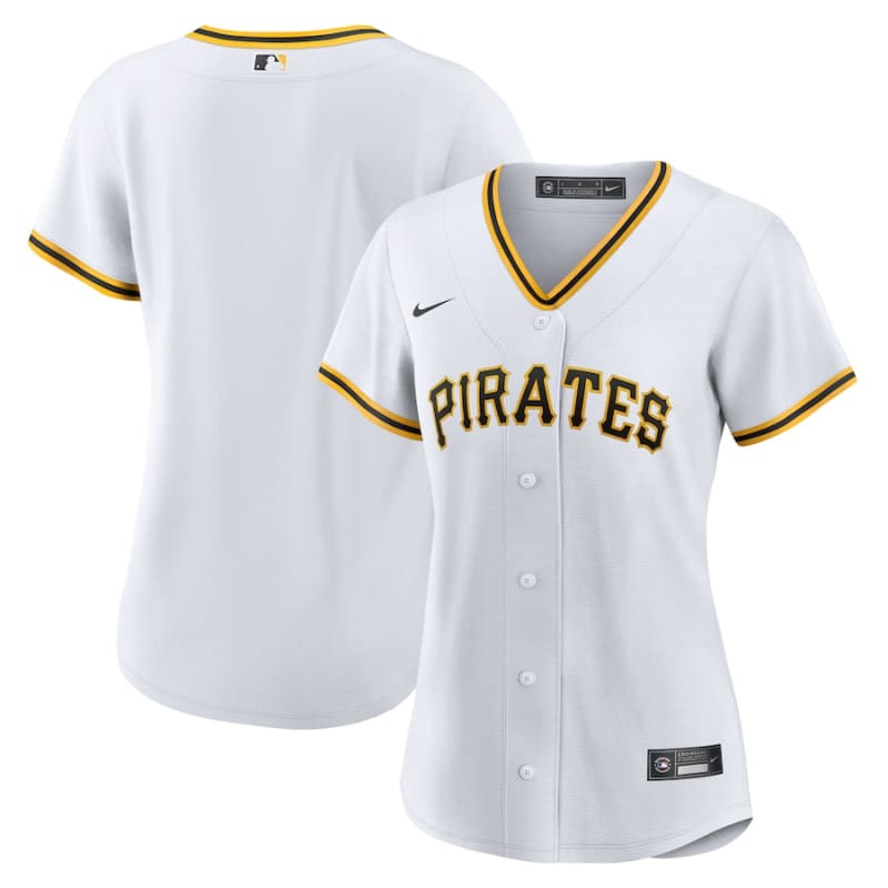 Nike MLB Pittsburgh Pirates Official Replica Home Short Sleeve V Neck T- Shirt White