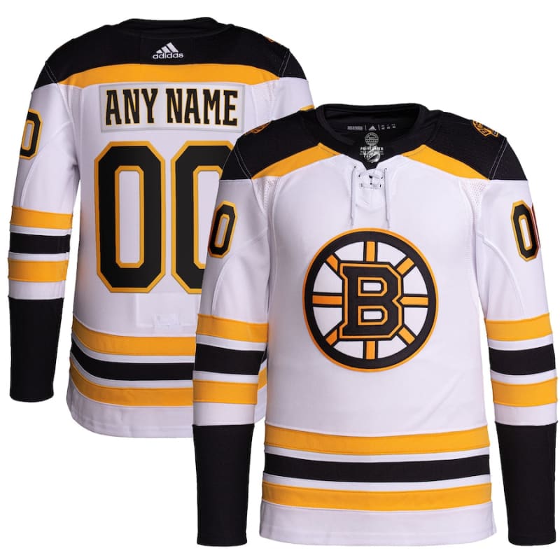 Boston Bruins adidas Away Authentic Custom Jersey - White |