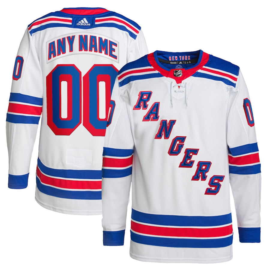 New York Rangers adidas Away Authentic Custom Jersey - White