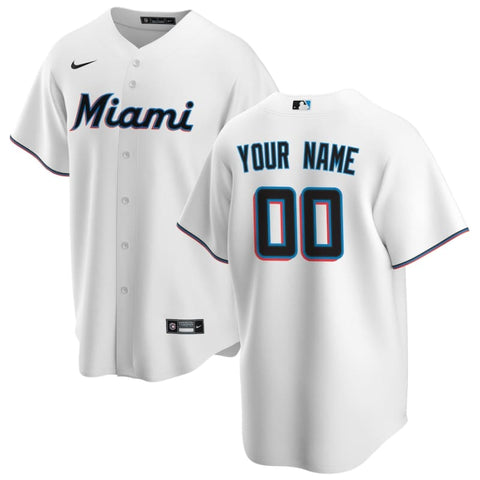 Men’s Miami Marlins Nike White Home Replica Custom Jersey |
