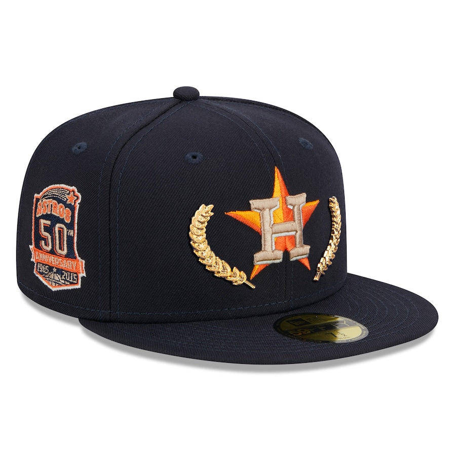 New Era Houston Astros Gold Leaf 59FIFTY Fitted Hat - Navy