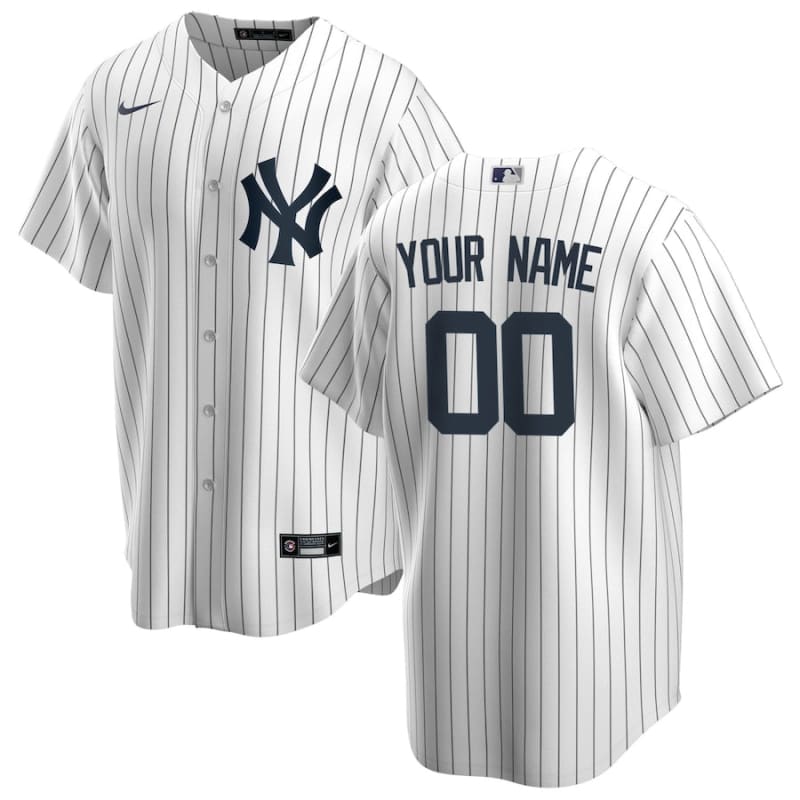 Men’s New York Yankees Nike White Home Replica Custom Jersey