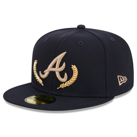 New Era Atlanta Braves Gold Leaf 59FIFTY Fitted Hat - Navy