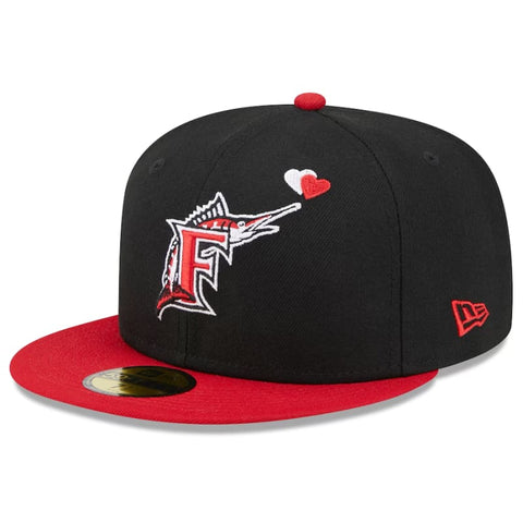 New Era Black Miami Marlins Hearts 59FIFTY Fitted Hat -