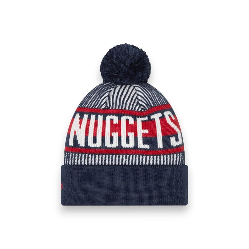 New Era Denver Nuggets Striped Cuffed Pom Knit Hat - Navy |