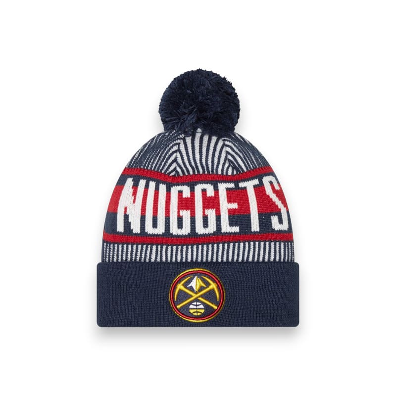 New Era Denver Nuggets Striped Cuffed Pom Knit Hat - Navy |