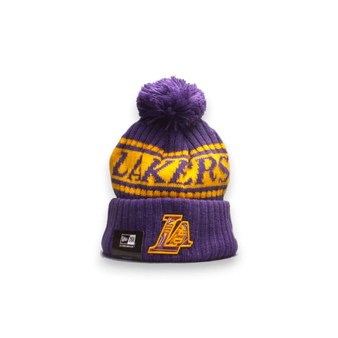 New Era Los Angeles Lakers beanie with pom - Purple | New