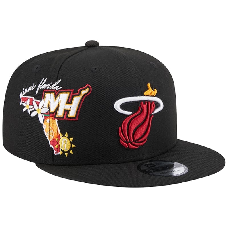 New Era Miami Heat Icon 9FIFTY Snapback Hat - Black | New