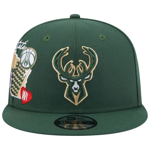 New Era Milwaukee Bucks Icon 9FIFTY Snapback Hat - Hunter