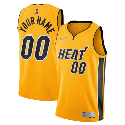 Nike Miami Heat Earned Edition Swingman Jersey Custom - Gold