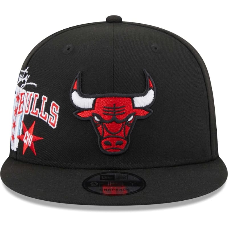 New Era Flat Brim 9FIFTY Chicago Bulls NBA Black Snapback Cap