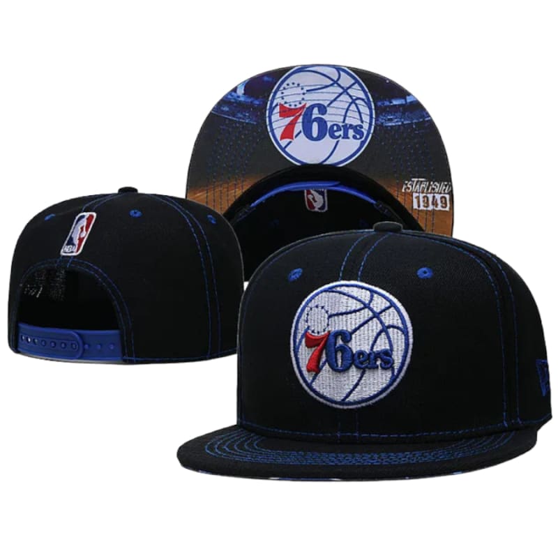 New Era Black Philadelphia 76ers snapback blue grommets |