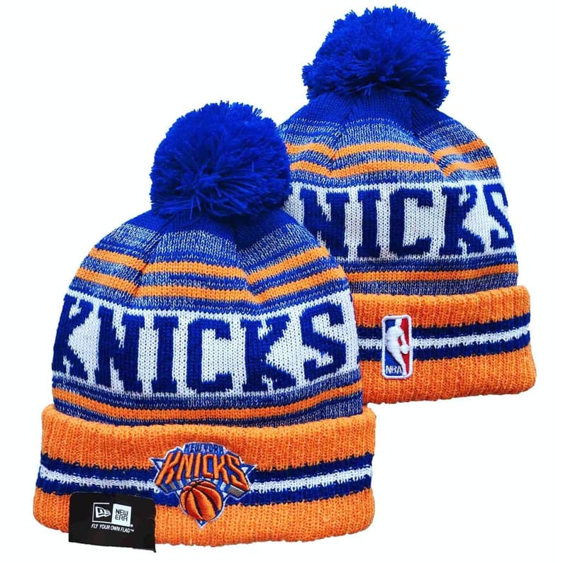 New Era New York Knicks beannie with pom - orange/blue |