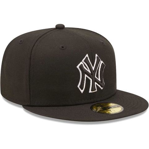 New Era New York Yankees team logo Black outline white
